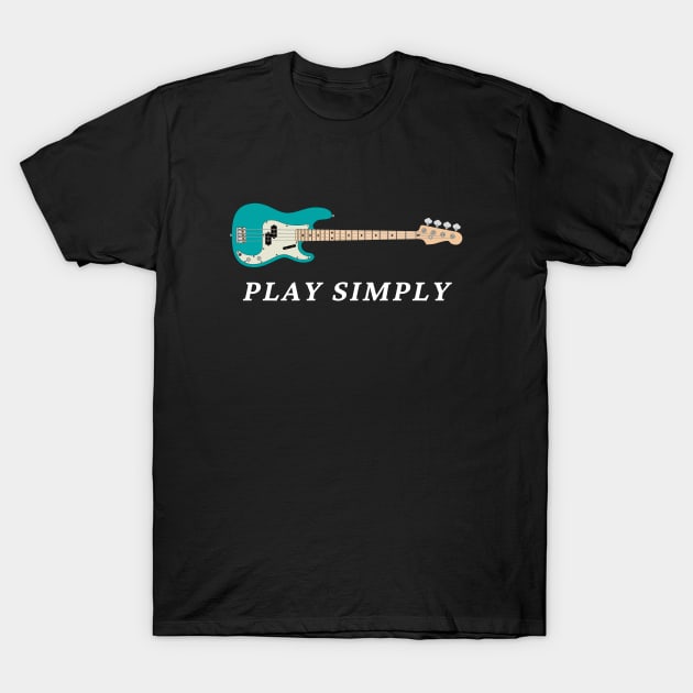 Play Simply Bass Guitar Teal Color T-Shirt by nightsworthy